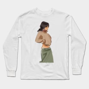 woman with hands in pockets Long Sleeve T-Shirt